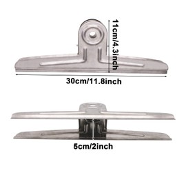 Extra Large Bull Clips 2 Pack 12 Inch Stainless Steel Large Binders Paper Clamps File Holder Clips for Bag Paper File Poster(Silver)