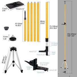 13.7 Ft./4.2M Professional Lasers Level Pole with Tripod, Adjustable Telescoping Pole for Leveling Tools, Multi-functional Fine-tuning Bracket with 1/4” and 5/8” Thread Adapters, Includes Carrying Bag