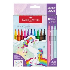 Unicorn Limited Edition Felt Tip Pens - 10 Colours - 3 Glitter