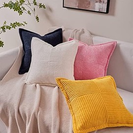 Topfinel 45x45 Cushion Covers Yellow Autumn Decoration Mustard Cushion Scatter for Sofa Livingroom Throw Pillows for Bed Fluffy Soft Pillowcases 18 x 18 inches Pack of 2
