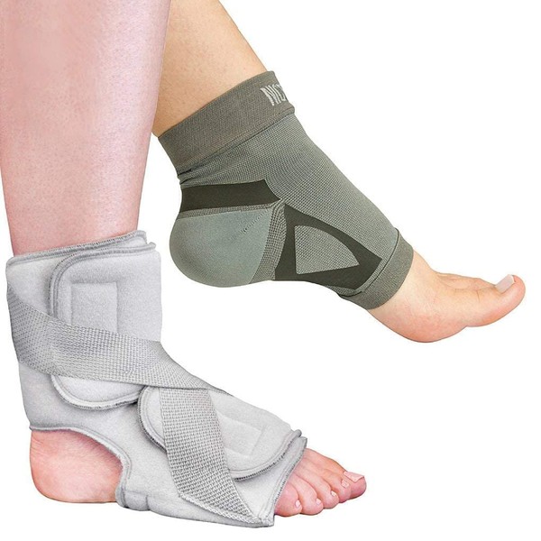 Brownmed - Nice Stretch Total Solution Plantar Fasciitis Relief Kit - Includes Plantar Fasciitis Sock & Night Splint - Foot Compression Sleeve for Heel, Ankle & Arch Support - Large/X-Large