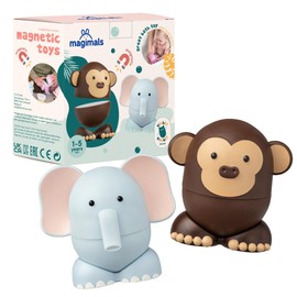 Magimals Safari – Interactive & Magnetic Animals to connect together (6 pieces). Fun and creative bath toys for your child - Safe and squeezable.