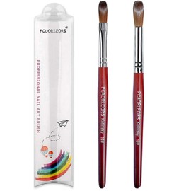 PCAORLEORS kolinsky Acrylic Nails Brush with Pure Mink Nylon Hair and Red Wooden Handle, Round Gel for Applying Acrylic, Size #8, 10, 12 (#10 (Flat/Round))
