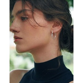 BMMYE Sterling Silver Hoops Earrings for Women 30mm