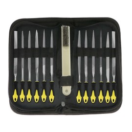 Needle File Set(13pcs), Small Metal File Set with Handle for Wood and Steel, Carbon Steel File Set Including Flat File & Squared File & Round File & Half Round File & Triangular File & a Brush
