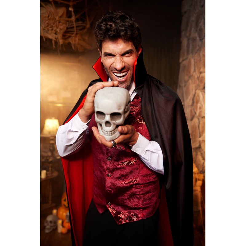 Mainfini Mens Vampire Cape Mardi Gras Adult Costume Cloak Medieval