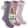 Alpaca Socks for Men and Women, Heavyweight Thermal Thick Warm Alpaca Wool Boot Sock for Hunting, Hiking, Moisture Wicking S Dusty Rose&Mystic Purple&Amaranth Purple