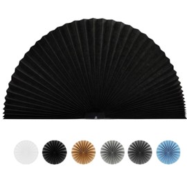 Maritown Arch Window Shades No Tools Light Filtering Pleated Fabric Shade Stick on Half Circle Round Window Pleated Blinds Arched Window Covering for Bedroom Kitchen Bathroom, Easy to Cut and Install