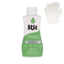 Rit Dye – Liquid Fabric Dye for Crafting, Clothing, and Décor – 8 oz. Bottle – Kelly Green (Gloves Included)