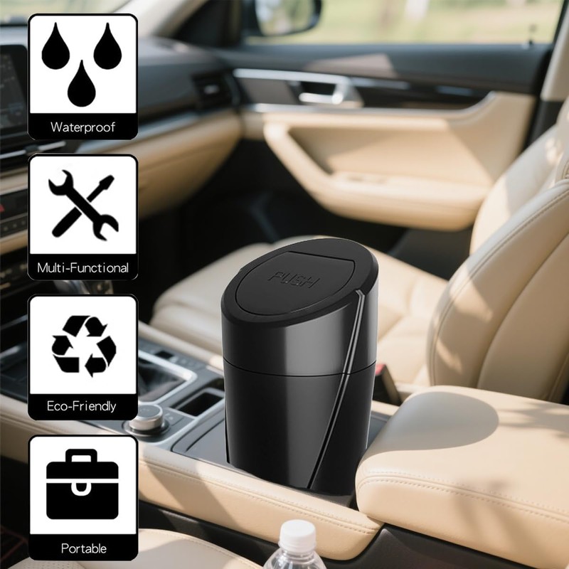 Zpana Car Trash Can with Lid, Leakproof Multifunctional Vehicle Cup