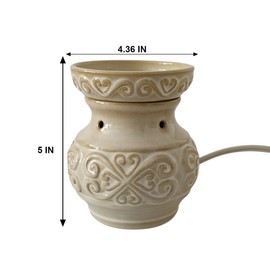 Hosley 2-Pack 5" High Cream Ceramic Electric Warmer. Ideal Gift for Wedding Spa Aromatherapy. Use with Wax Melts Cubes and Fragrance Oils.