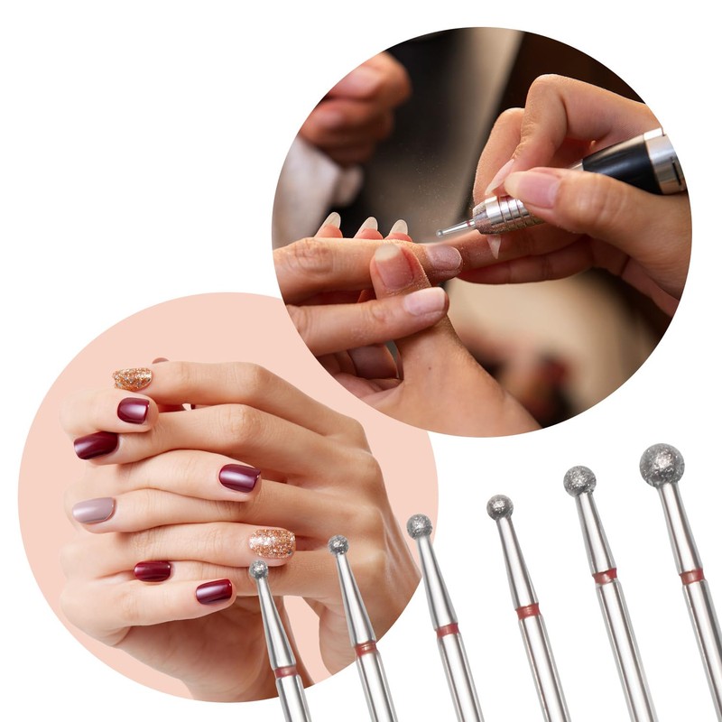6 Pack Nail Drill Bits, 3/32" Cuticle Cleaning Ball Head,
