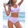 Fanuerg Women's Twist Front High Waisted Bikini Swimsuit Drawstring Tie
