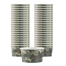 Coppetta 8 Ounce Dessert Cups, 200 Disposable Ice Cream Cups - Lids Sold Separately, Sturdy, Camouflage Paper FroYo Bowls, For Hot And Cold Foods, Perfect For Gelato Or Mousse - Restaurantware