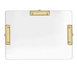JIARI 1 Pack Clear Acrylic Horizontal with 3 Clip Clipboard A3 Large Size 11" x 17" (1 Pack Gold)