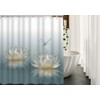 Moslion Floral Shower Curtain Set Dragonfly On Botany Water Lily
