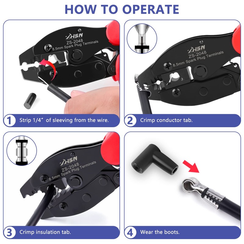 Zhushan Spark Plug Wire Crimping Tool Kit – 8.5mm Ratchet