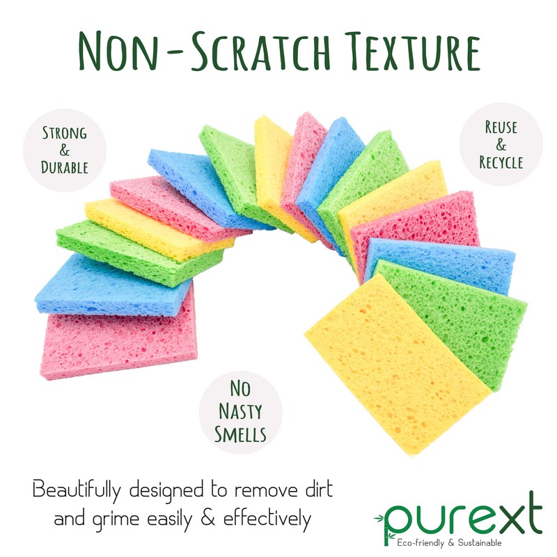 PureXT 16 Pop-Up Eco Sponges | Compostable, Cellulose | Dish