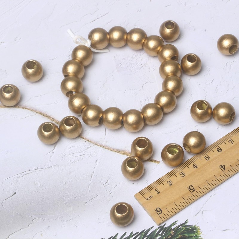 120 15mm Wood Beads - Hole 7mm for Macrame Projects,