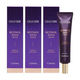 Koriana 코리아나 셀코드 레티놀3000 크림 30ml X 3개 나이트크림 주름 개선 촉촉한 수분감 Koreana Cellcode Retinol 3000 Cream 30ml x 3 Night Cream Wrinkle Improvement Moisturizing