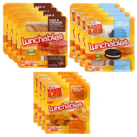 Oscar Mayer Lunch time Party Pack - 4 Lunchables Ham and Cheddar Cheese - 4 Turkey and American Cheese Cracker Stacker - 4 Oscar Mayer Lunchable Cheese Dip and Salsa Nacho- 1 Pack (4 of each 12 total)