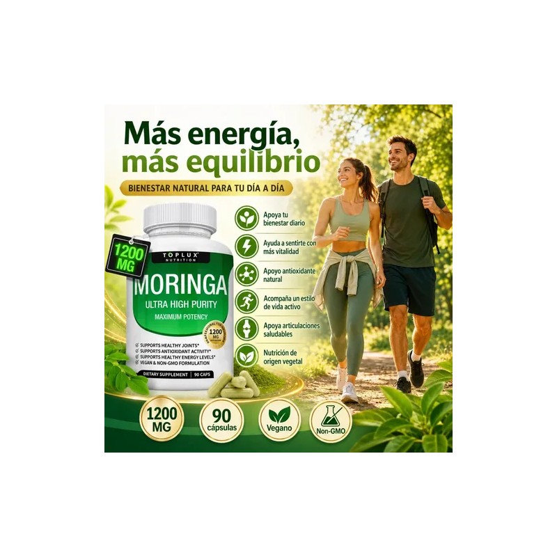 Moringa Oleifera 1200mg 90 Capsulas Equilibrio Y Bienestar