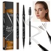 2-in-1 Waterproof Eyebrow Pencil - Dual Ended Eyebrow Pencil with