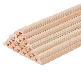 OLYCRAFT 30Pcs Half Round Wood Sticks - 351x7mm, 3.5mm Thick Unfinished Wooden Dowels, Natural Wood Strips for Model Accessories and Craft Supplies