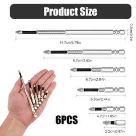 High-Magnetic Screwdriver Drill Bit Set, High Magnetic Screwdriver, Strong Magnetic Durability Screwdriver Drill Bit Set, Drill Screwdriver bits, Includes 6 Sizes (25, 50, 65, 70, 90, 150mm)