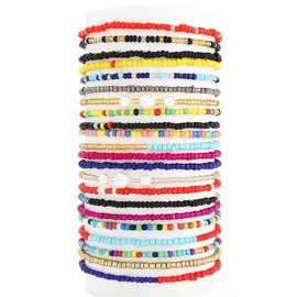 ELABEST Africa Beads Anklets 22Pcs Ankle Bracelets Colorful Beach Foot Jewelry Accessories for Women