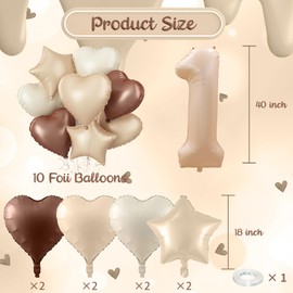 Large 15 Balloons Nude, Foil Brown Cream Apricot Beige Tan Number 15 Balloons Decor, Helium Sand White Taupe Neutral Heart Star Balloons for Girls 15th Birthday Wedding Anniversary Party Decoration