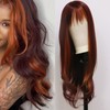 mszyhuwan 99J Burgundy Red With Ginger Mixed Highlights Wig With