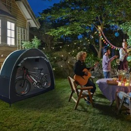 LeTravelling Black 210D Oxford Fabric Portable Bicycle Storage Tent Waterproof PU4000 2-3 Bikes Motorcycle CoverColor: Black Color