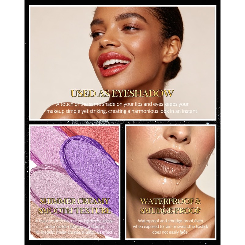 Caedelfly Metallic Lavender Lipstick, Long Lasting & Transfer Proof High