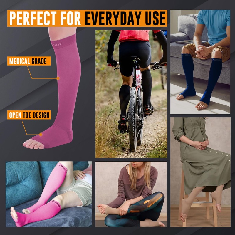 Doc Miller Open Toe Compression Socks for Men and Women,