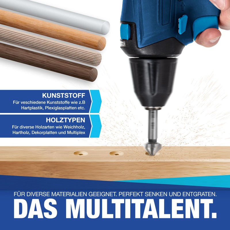 NTG Countersink Set, 6.3 - 20.5 mm, 6 Pieces, 90°
