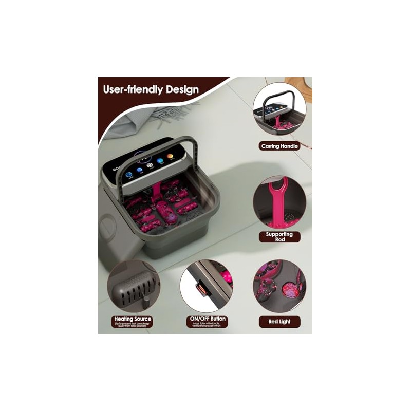 OOAMBB Collapsible Foot Spa with Heat, Bubble,Temp Control,Remote Control, Color