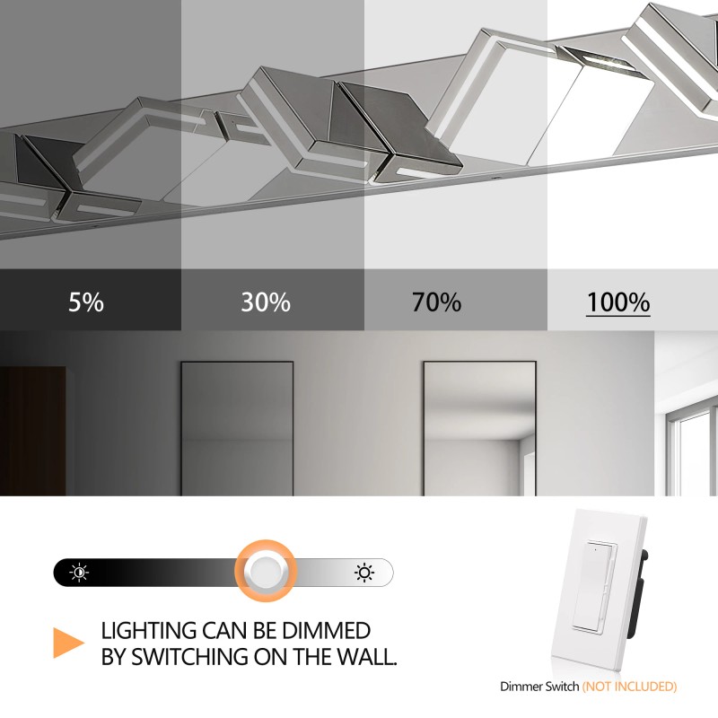 7-Light LED Modern Bathroom Vanity Light Fixture Matte Chrome Modern