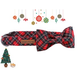 Elegant Little Tail Dog Collar - Soft Bow Tie, Adjustable, Christmas Pet Collar with Bow - Gift for Small Female or Male Dogs