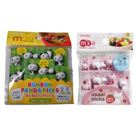 Torune Food Picks Bento Lunch Accessories Picks Set - 8-Piece Panda & 8-Piece Rabbit