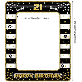21st Birthday Photo Booth Props,Black Gold Inflatable Selfie Frame Picture Frame,Giant Inflatable Party Photo Booth Frame for Girls Boys 21st Birthday Party Decorations Supplies, Girls Boys Favor Gift