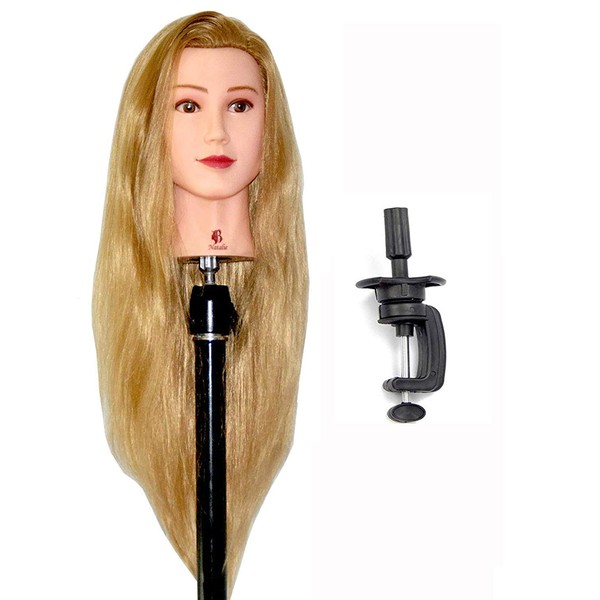 Bellrino 30" (Long and thick) Cosmetology Mannequin Manikin Training Head with Synthetic Fiber with Table Clamp Holder (NATALIE+SET-NEW)