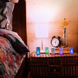 LANKER Flameless Candles, Battery Operated LED Pillar Candles, D1.5 x H3 inch, 7 Color Changing Long Flame-Effect, Romantic Electronic Fake Votive Candles, Set of 12 (Color Changing)