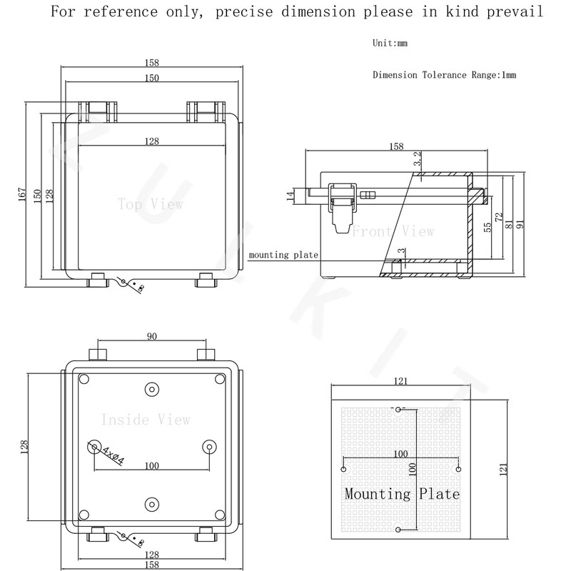 Zulkit Junction Box IP67 Waterproof Electrical Box Hinged Clear Cover