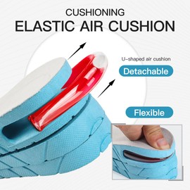 Height Increase Insole 3-Layer Air Cushion Heel Insert Lift Shoes Insole for Men and Women Invisible Elevator Adjustable Insoles (Full Pad US 4-9, Blue)