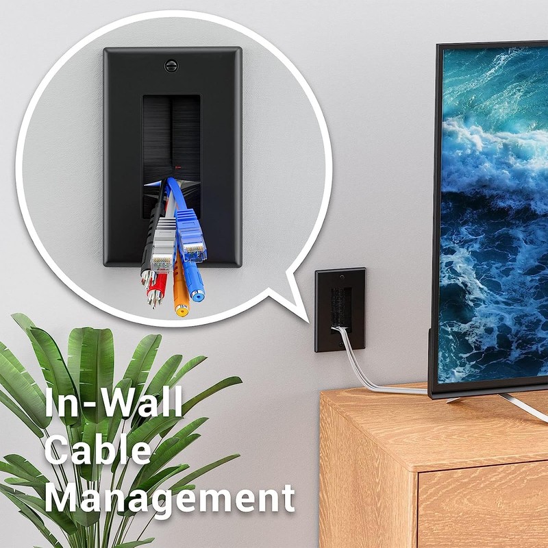 Iwillink (4 Pack) Brush Wall Plate with Low Voltage Mounting