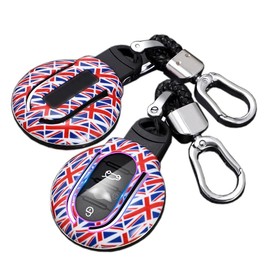 SANRILY 1Pcs ABS Plastic Key Fob Cover for Mini Cooper Countryman S ONE JCW F54 F55 F56 F57 F60 Clubman Keyless Key Case with Weave Keychain Union Jack Design