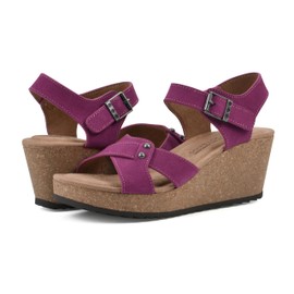 WHITE MOUNTAIN Women's Prezo Cork Wedge Sandal, Purple Rain/Suede, 10 M