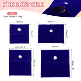 PATIKIL Jewelry Pouch Set, 4 Sizes Velvet Pouches Snap Button Portable Storage Bag for Earrings Bracelets Necklaces Rings Watch, Blue