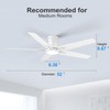 POCHFAN 52 Inch White Ceiling Fans with Lights and Remote,